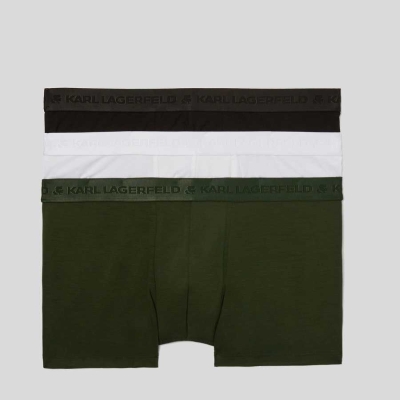 Black / Khaki / White Karl Lagerfeld Premium Karl Logo Trunks – 3 Pack Men's Underwear | USA18ZCFA