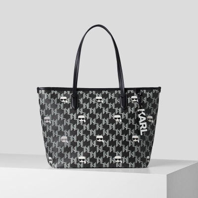 Black / Multicolor Karl Lagerfeld K/Ikonik Monogram All-over-print Women's Tote Bags | USA39HRWU