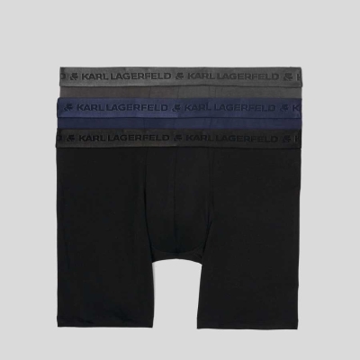 Black / Navy / Grey Karl Lagerfeld Premium Karl Logo Boxers – 3 Pack Men's Underwear | USA08JZEV