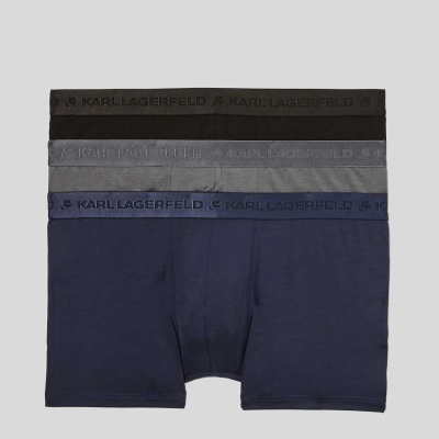 Black / Navy / Grey Karl Lagerfeld Premium Karl Logo Trunks – 3 Pack Men's Underwear | USA26GEZO