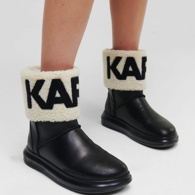 Black / White Karl Lagerfeld Kapri Kosi Karl Logo Ankle Women's Boots | USA15SPAF