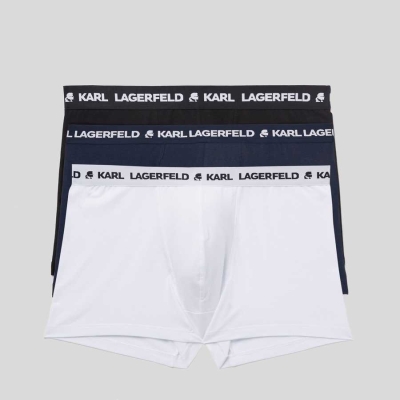 Black / White / Navy Karl Lagerfeld Karl Logo Monochrome Trunks - 3 Pack Men's Underwear | USA05GDPF