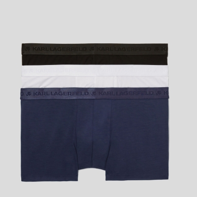 Black / White / Navy Karl Lagerfeld Premium Karl Logo Trunks – 3 Pack Men's Underwear | USA63PFYQ