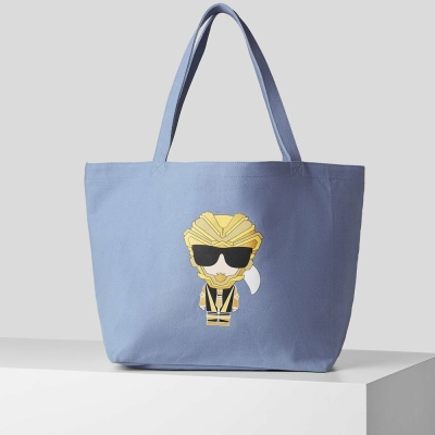 Blue Karl Lagerfeld K/Heroes Canvas Shopper Women's Tote Bags | USA82GXCL