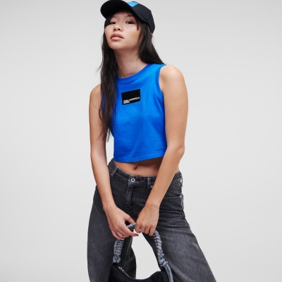 Blue Karl Lagerfeld Klj Cropped Women's T-Shirts | USA43KLEU