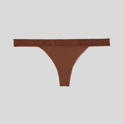 Brown Karl Lagerfeld Ultra-light Karl Logo Thong Women's Underwear | USA96RWKN