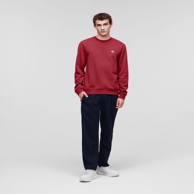 Burgundy Karl Lagerfeld Ikonik Karl Rubber Patch Men's Sweatshirts | USA32MVWT