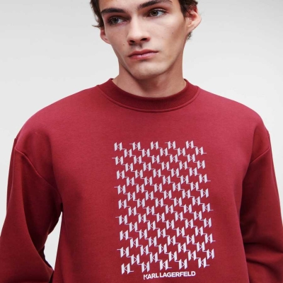 Burgundy Karl Lagerfeld Reflective Karl Monogram Men's Sweatshirts | USA68RKOW