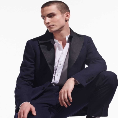 Dark Blue Karl Lagerfeld Cara Loves Karl Tuxedo Men's Blazers | USA19HBSW