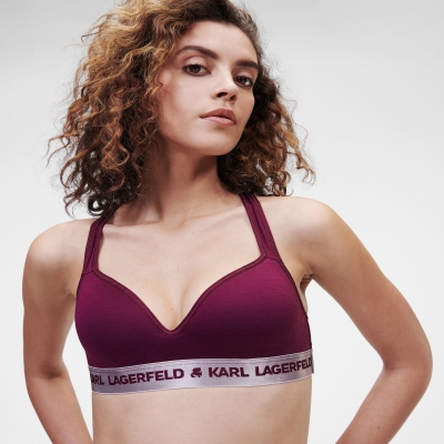 Fuchsia Karl Lagerfeld Metallic Logo Padded Bra Women's Underwear | USA75BLFY