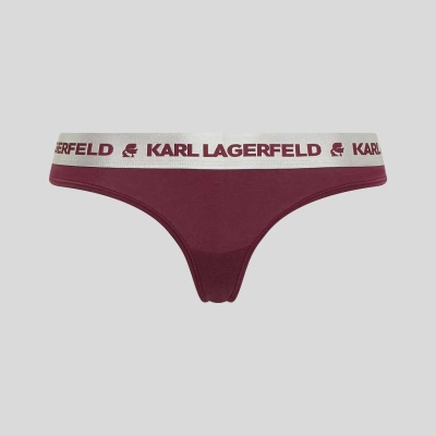 Fuchsia Karl Lagerfeld Metallic Logo Thong Women's Underwear | USA20KMOL