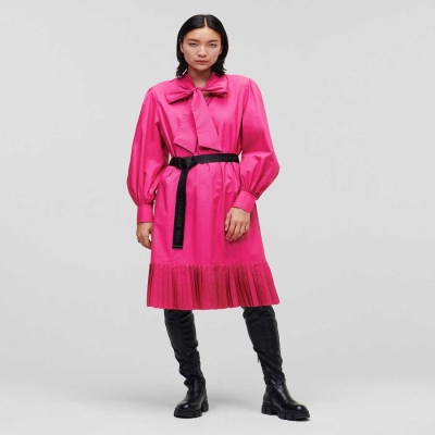 Fuchsia Karl Lagerfeld Pleated Hem Women's Dresses | USA71BDNU