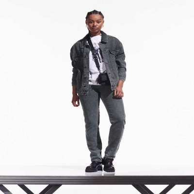 Grey Karl Lagerfeld Cara Loves Karl Longline Denim Women's Jackets | USA86GWAZ