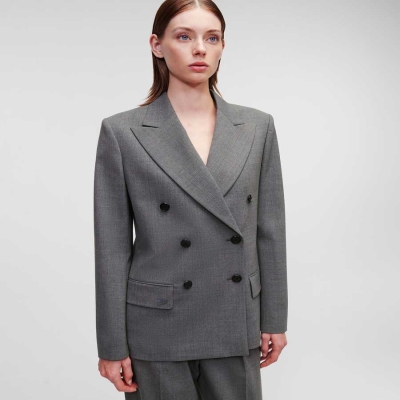 Grey Karl Lagerfeld Double-breasted Women's Blazers | USA32WSFO