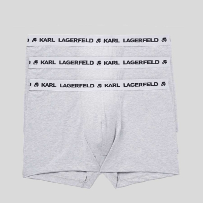 Grey Karl Lagerfeld Karl Logo Monochrome Trunks - 3 Pack Men's Underwear | USA35TUHP