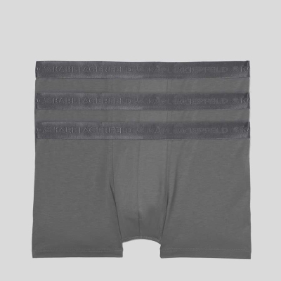 Grey Karl Lagerfeld Premium Karl Logo Trunks – 3 Pack Men's Underwear | USA90JVSW