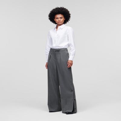 Grey Karl Lagerfeld Wide-leg Women's Pants | USA80NWLG