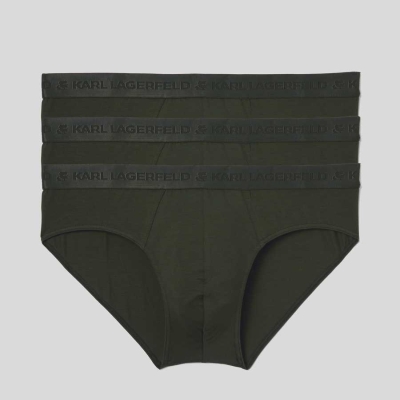 Khaki Karl Lagerfeld Premium Karl Logo Brief – 3 Pack Men's Underwear | USA80ORMW