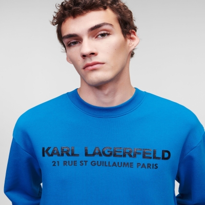 Light Blue Karl Lagerfeld Faux-leather Karl Logo Men's Sweatshirts | USA12OAUT