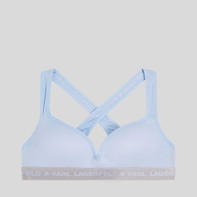 Light Blue Karl Lagerfeld Metallic Logo Padded Bra Women's Underwear | USA17GMWQ