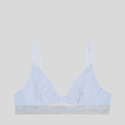 Light Blue Karl Lagerfeld Metallic Peephole Logo Bra Women's Underwear | USA89KUTA