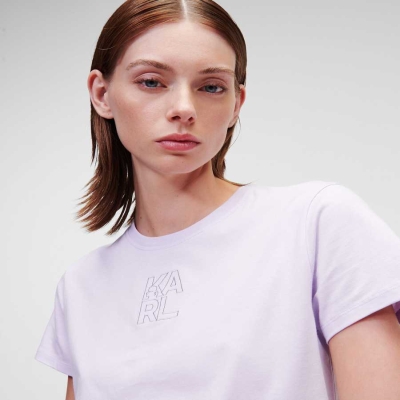 Light Karl Lagerfeld Athleisure Women's T-Shirts | USA54BUZR