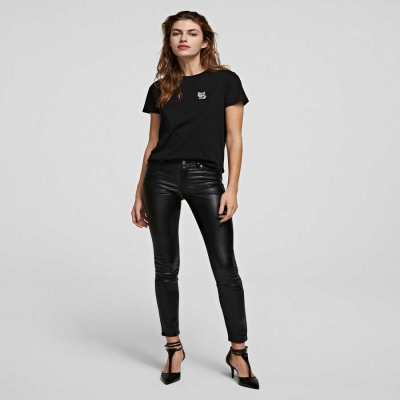 Metal Black Karl Lagerfeld Metallic Skinny Women's Jeans | USA08VCKZ