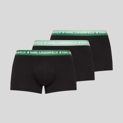 Multicolor Green Karl Lagerfeld Karl Logo Trunks - 3 Pack Men's Underwear | USA94WLGP