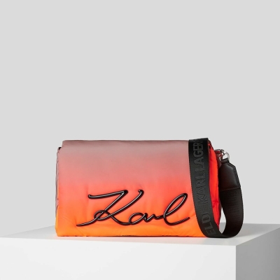 Orange Karl Lagerfeld K/Signature Soft DegradÉ Large Women's Shoulder Bags | USA04FKSO