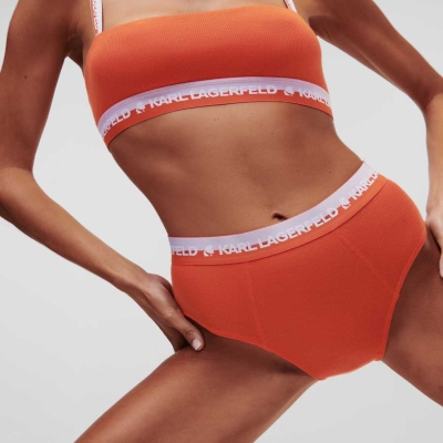 Orange Karl Lagerfeld Karl Logo Ribbed Culottes Women's Underwear | USA43MOHP