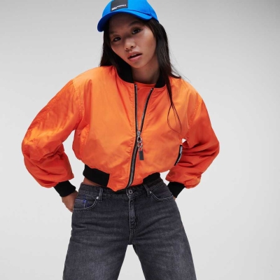 Orange Karl Lagerfeld Klj Cropped Women's Bomber Jackets | USA18LKHO