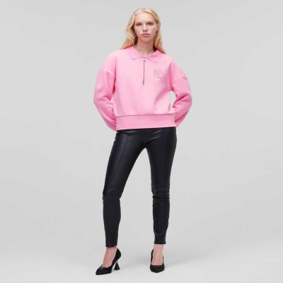 Pink Karl Lagerfeld Athleisure Half-zip Women's Sweatshirts | USA80VLFN