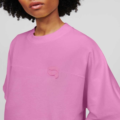 Pink Karl Lagerfeld Ikonik 2.0 Boxy Women's T-Shirts | USA28NHMV