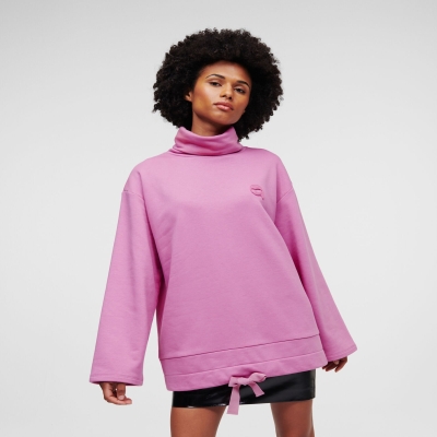 Pink Karl Lagerfeld Ikonik 2.0 High Neck Women's Sweatshirts | USA27JFLD