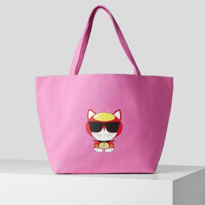 Pink Karl Lagerfeld K/Heroes Canvas Shopper Women's Tote Bags | USA03JZEM