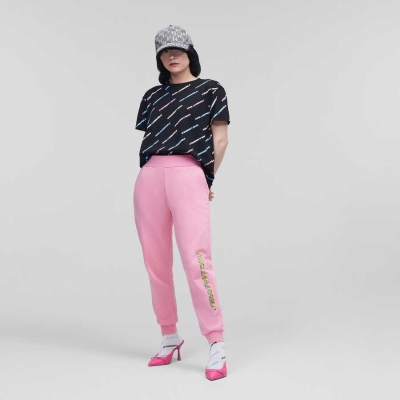 Pink Karl Lagerfeld Karl Future Logo Women's Sweatpants | USA24FBKE