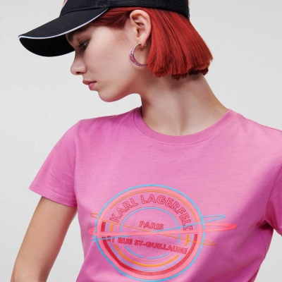 Pink Karl Lagerfeld Rue St-guillaume Women's T-Shirts | USA21FSGE