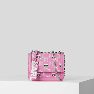 Pink Multicolor Karl Lagerfeld K/Ikonik Monogram Women's Shoulder Bags | USA95DFIZ