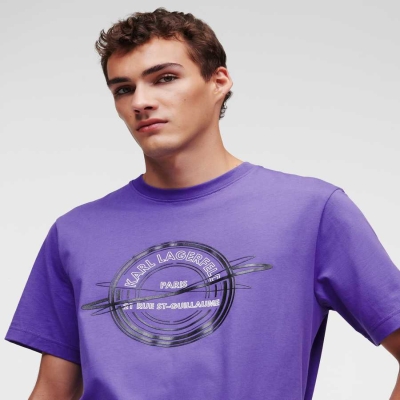 Purple Karl Lagerfeld Rue St-guillaume Men's T-Shirts | USA23DFEU