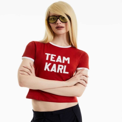 Red Karl Lagerfeld Karl Lagerfeld X Alled-martinez Team Karl Men's T-Shirts | USA69OKVD