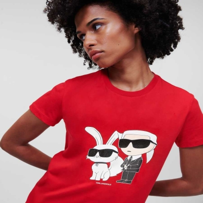 Red Karl Lagerfeld Year Of The Rabbit Women's T-Shirts | USA39UAPL