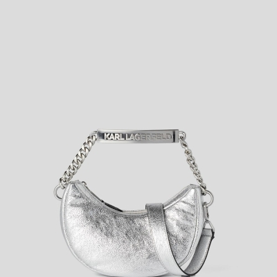 Silver Karl Lagerfeld K/Id Half-moon Small Women's Shoulder Bags | USA01GAHV