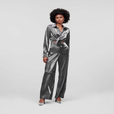 Silver Karl Lagerfeld Metallic Women's Dresses | USA98YSRI