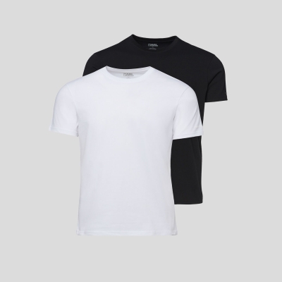 White / Black Karl Lagerfeld Crew-neck T-shirt - 2 Pack Men's Underwear | USA10BEGH