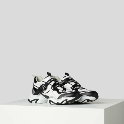 White / Black Karl Lagerfeld Gemini Karl Klip Krosstape Runners Women's Sneakers | USA62RXHQ