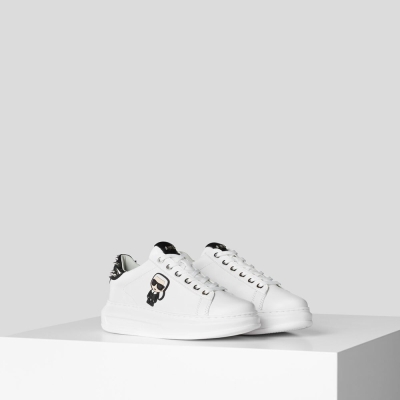 White / Black Karl Lagerfeld Kapri K/Ikonic Stud Women's Sneakers | USA03YSRJ