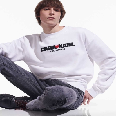 White Karl Lagerfeld Cara Loves Karl Men's Sweatshirts | USA39JIRP