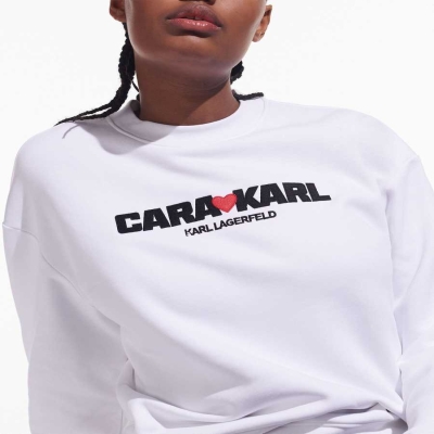 White Karl Lagerfeld Cara Loves Karl Women's Sweatshirts | USA65HWSM