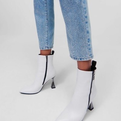 White Karl Lagerfeld Debut 2-zip Ankle Women's Boots | USA18XRVP