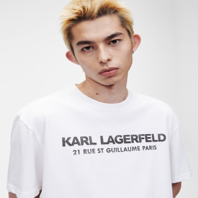 White Karl Lagerfeld Faux-leather Karl Logo Men's T-Shirts | USA86QOLB